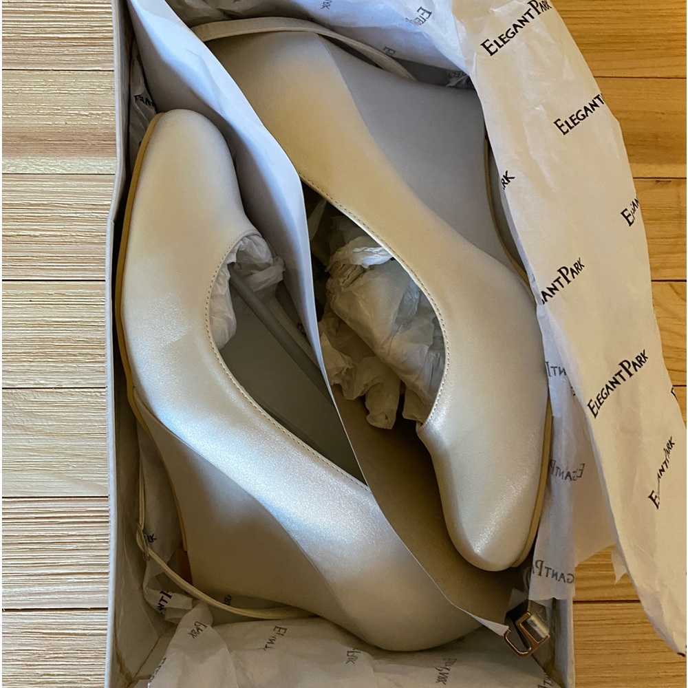 White Satin wedges